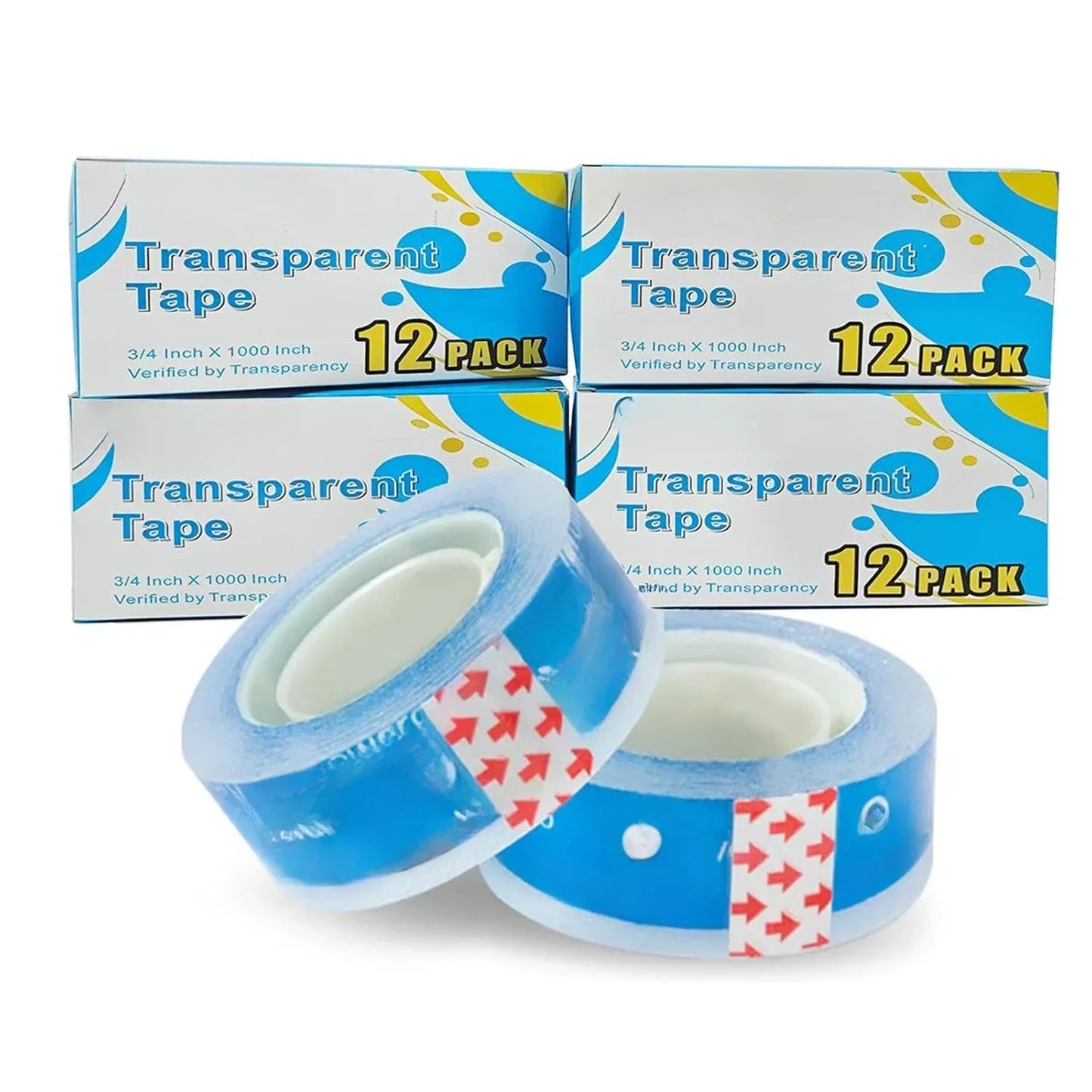12 rolls of sellotape fill dispenser, easy to tear by hand