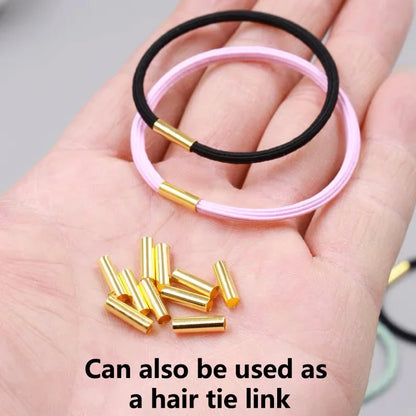 100Pcs 5-7mm 14K/18K Gold Plated Straight Long Tube Brass Beads Necklace Loose Spacer Beads