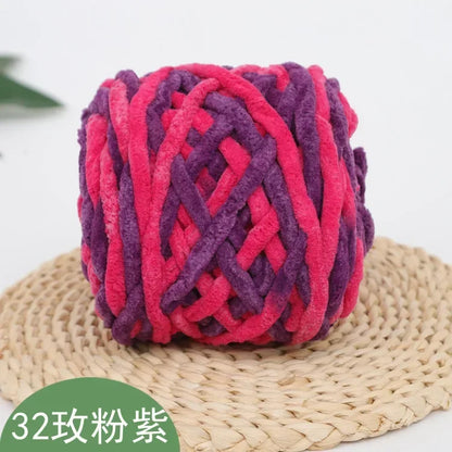 100g/ball Chenille Knitting Yarn Soft Ice Strip Line Cotton Yarn DIY Wool Yarn for Hand Knitting Scarf Thick Wool Wholesale