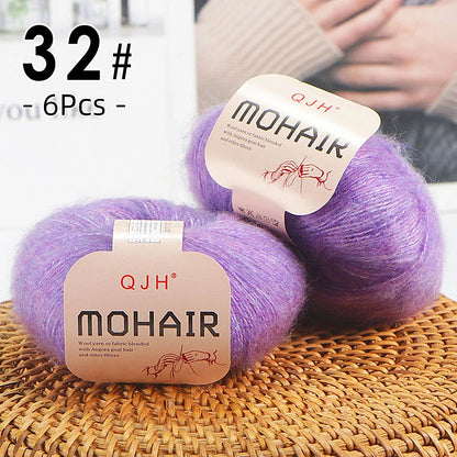 6pcs Soft Mohair Yarn Knitting Angora Yarn for DIY Knitting, Fluffy Lace for Sweater, Scarf, Shawl,25g/pcs