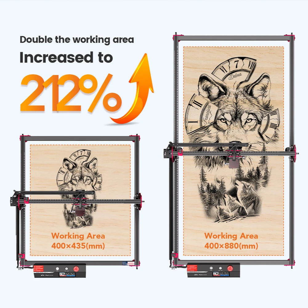 AlgoLaser DIY KIT MK2 10W Touch Screen 400X850MM Large Area Woodworking for Wood Metal