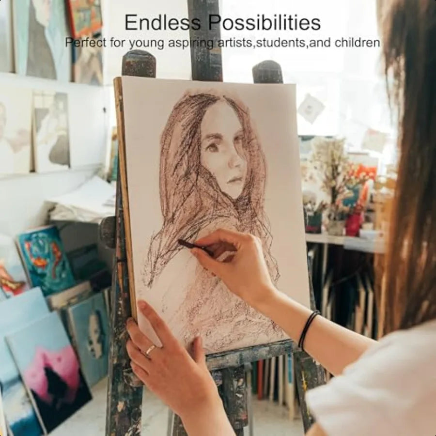 15 Pro Compressed Charcoal Drawing Set with Blending Stumps Soft Medium Hard and White Charcoal Sticks