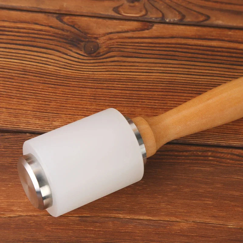 IMZAY 1Pc Professional Leather Carve Wood Handle Nylon Hammer Leathercraft Punch Printing Percussion