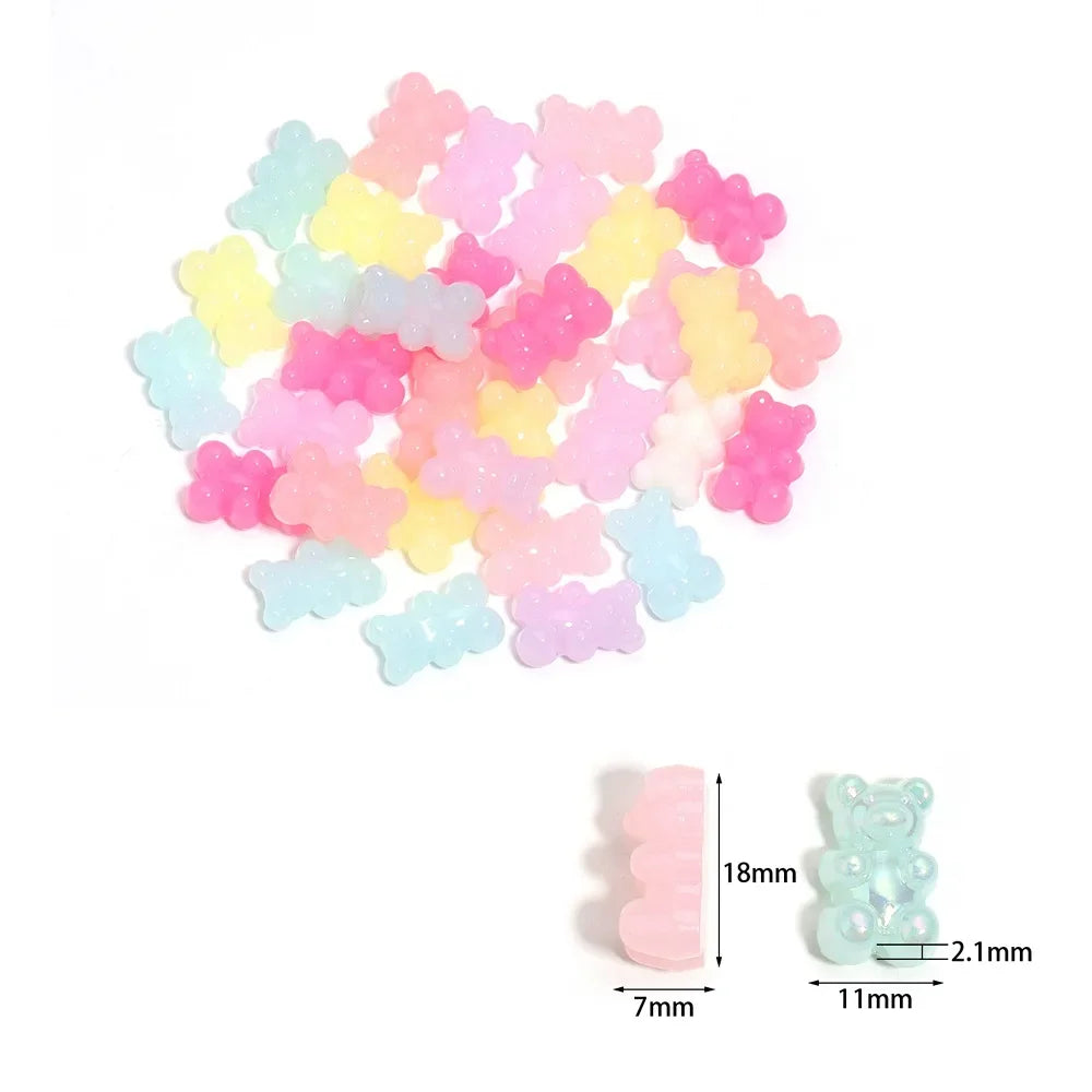 10-50pcs Color Bear Acrylic Beads Transparent Cute Gummy Bear Series Bead for Jewelry Making