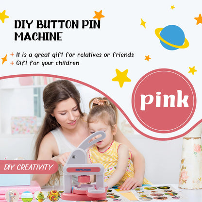 Button Maker Machine Installation-Free DIY Button Pin Maker Badge Press Pink