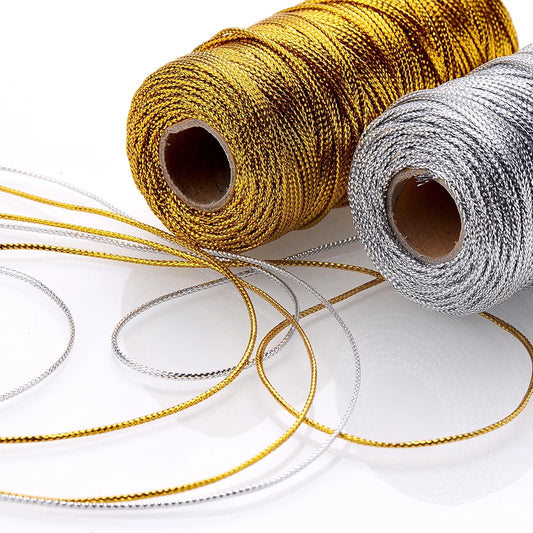 100m/Roll Golden Thread Silver Cord Packing Rope Ornament String For DIY Needlework 1.5mm