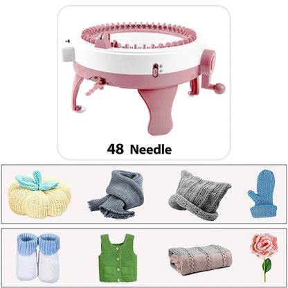 48 Needle Knitting Machine, Flat Plate Rotary Loom with Row Counter