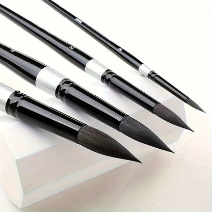 7/14pcs Round Squirrel Hair Paint Brush Set for Watercolor, Inks, Gouache & Tempera, Wood Handle