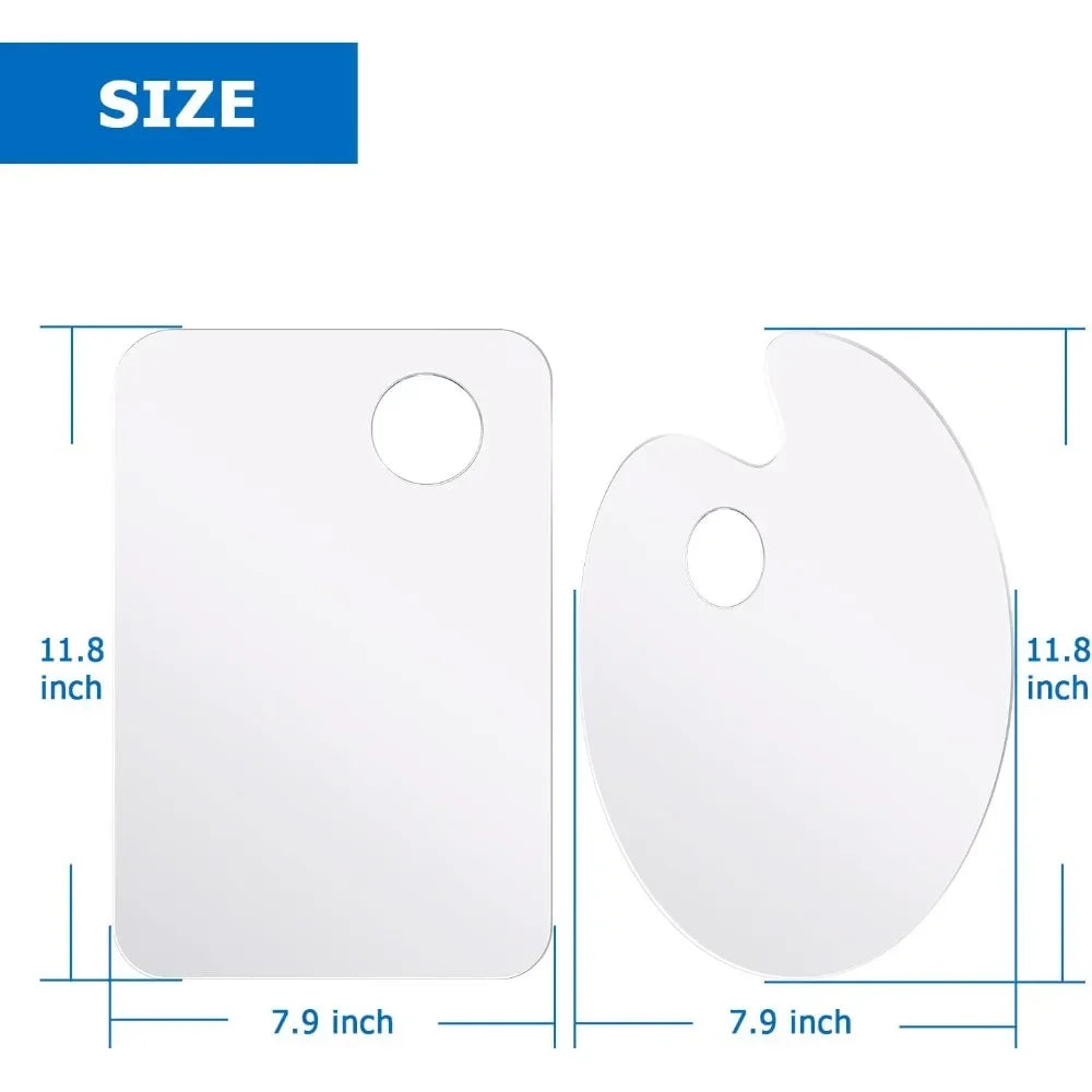 11.8 x 7.9 inch acrylic palette with thumb hole clear paint tray for easy clean non-stick artist tray oil watercolor process