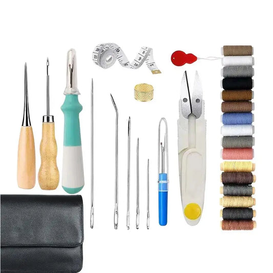 Heavy Duty Leather Sewing Tool Kit With Waxed Thread Sewing Awl