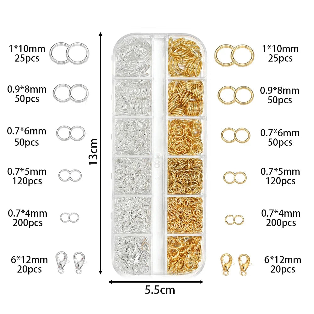 930pcs/Box Jewelry Findings Kits Open Jump Rings Lobster Clasps Hooks Pliers Tweezers for DIY Bracelet Necklace Jewelry Making