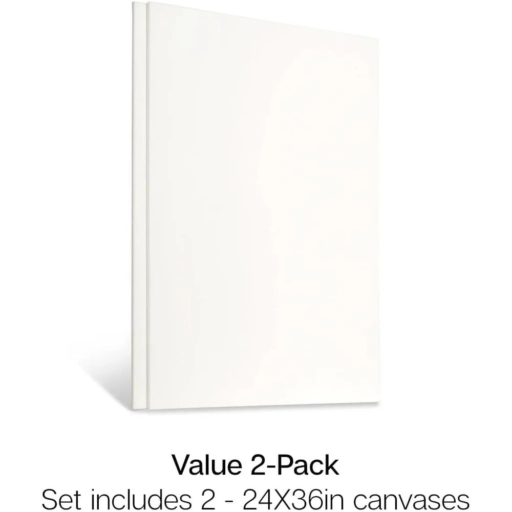 Large White 24x36 Stretched Artist Canvas 2 Pack Gesso Primed 100 Cotton Rectangular