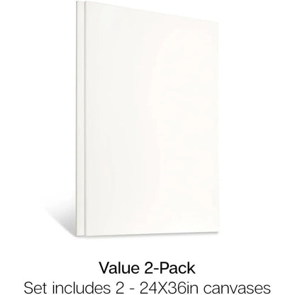 Large White 24x36 Stretched Artist Canvas 2 Pack Gesso Primed 100 Cotton Rectangular