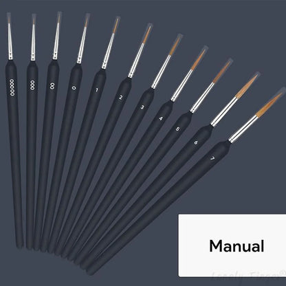 11Pcs Black Detail Paint Brushes, Fine Tip Brush Set, Miniature Model Painting Brush for Acrylic, Oil, Scale Model Painting