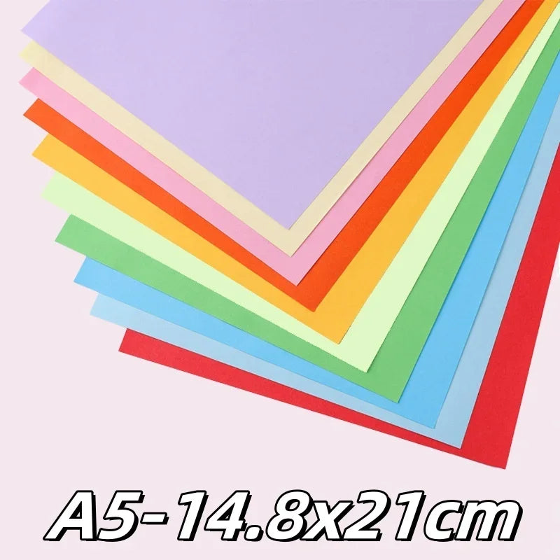 100pcs A4 A5 Colorful Origami Paper Double Sides Solid Color Folding Paper Multicolor