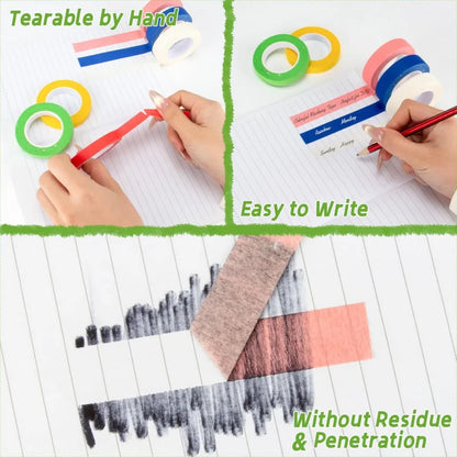 9 Rolls Colored Masking Tape - 42.6 Yards Adhesive Colored Painters Tearable