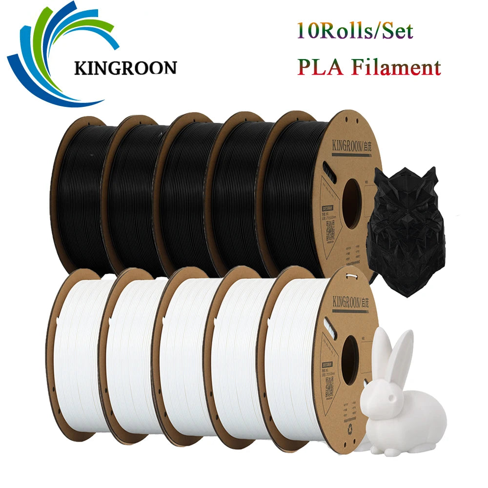 KINGROON PLA Filament 1.75mm 3D Printer 5/10Rolls Plastic Material 100% No Bubble for FDM 3D Printer MIX