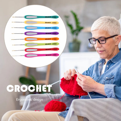 8 Pair Crochet Hook Circular Knitting Needles Set Plastic Handle DIY Aluminum Home Art Craft Tool for Weaving Sewing Crafts