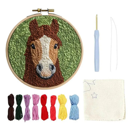 Cartoon Animal Punch Needle Embroidery Kit Landscape Rug