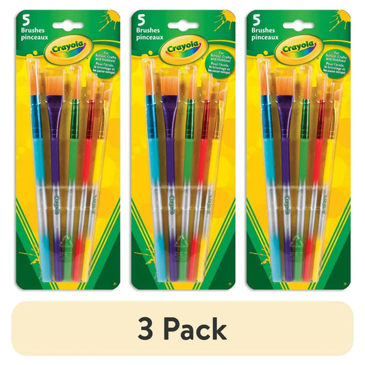(3 pack) Crayola Paintbrush Set, 5 Paint Brush Styles