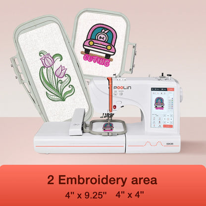 POOLIN Embroidery Machine EOC05 Computerized Include Threads&Tear Away Stabilizer&Bobbin-EXCLUDING CUSTOMS DUTIES