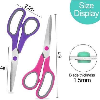 8" Scissors All Purpose 6 Pack - Comfort-Grip Sharp