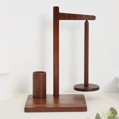 3-in-1 Wooden Yarn Holder with Phone Stand Rotatable Yarn Ball Storage Rack Magnetic Yarn Spinner