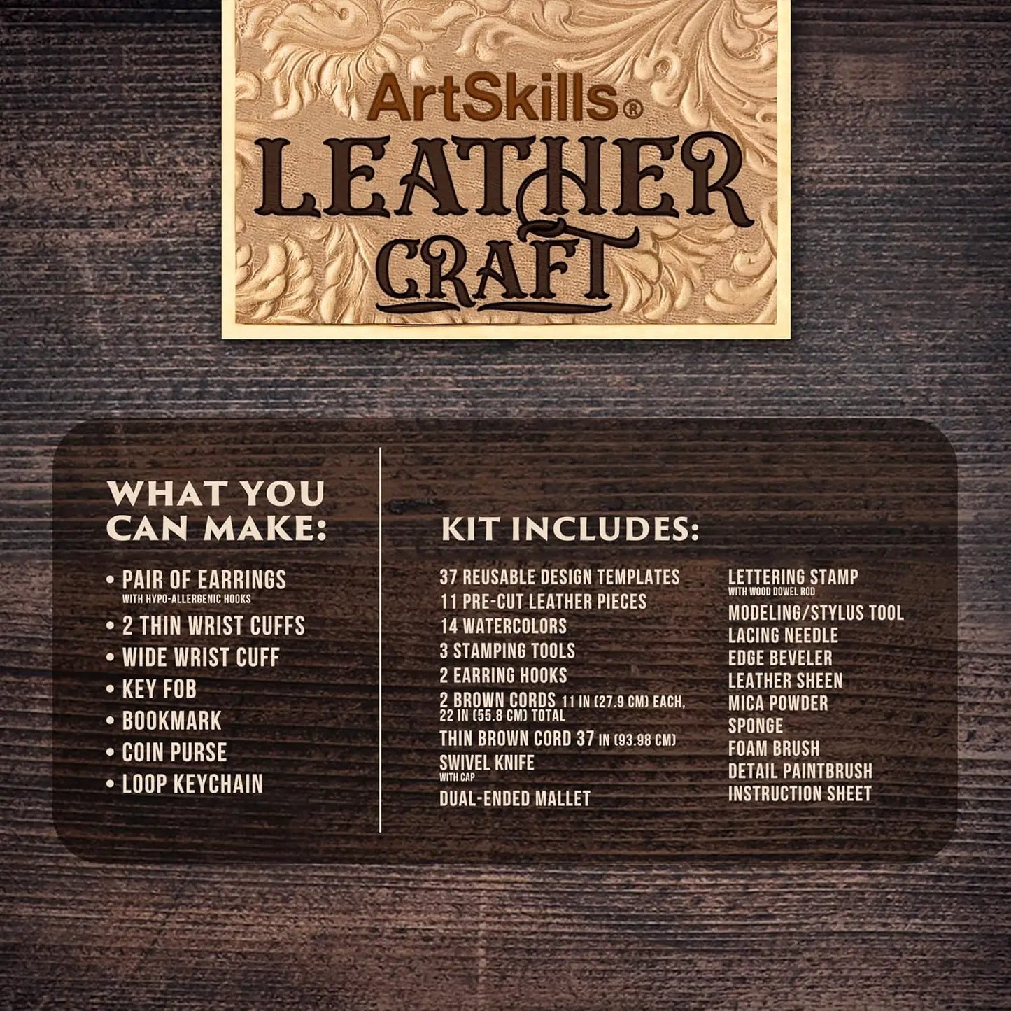Complete Leather Crafting Kit with Tools, Stamps & Pre-Cut Pieces for Beginners - 80-Piece Set