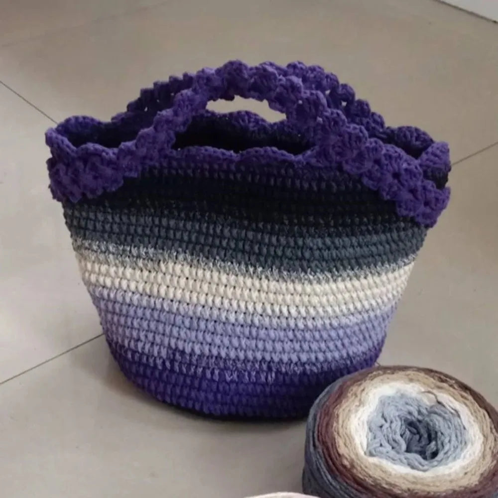 230g Rainbow Segment Dyed Gradient Color Cotton Yarn DIY Handmade Knitted Crochet Hat Bag Shawl Blanket Cape Bag