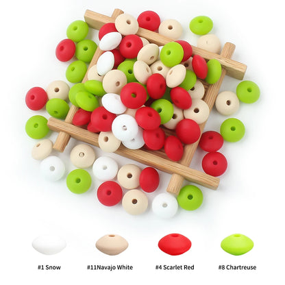 50/100pcs Silicone Lentil Beads 12mm Abacus Loose Focal Beads For Jewelry Making