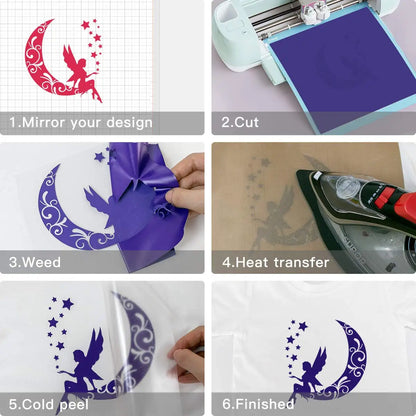 HTVRONT 12pk 12inX5ft Multi Colors Heat Transfer Vinyl Roll for Cricut T-shirt Printing DIY Iron on HTV Film