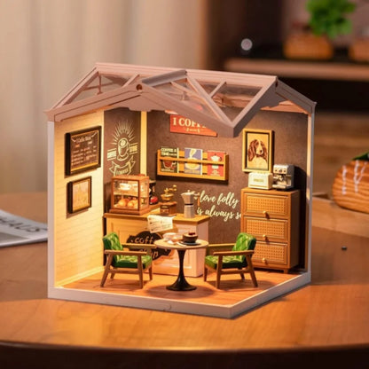 Robotime DIY Miniature Dollhouse Kit with Accessories Model Supply Store Kit with LED