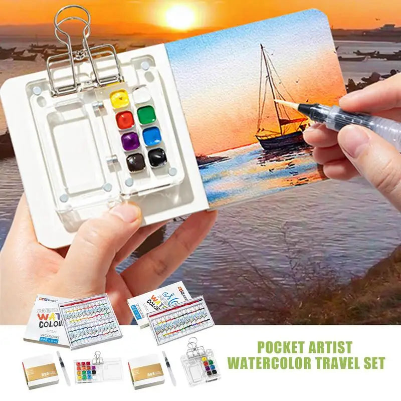 Pocket Artist Watercolor Travel Set Watercolor Paint Palette