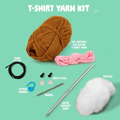 Amigurumi Complete Crochet Kit Billy the Bear Plush Yarn Hook Needle Stuffing Video Tutorial Instructions