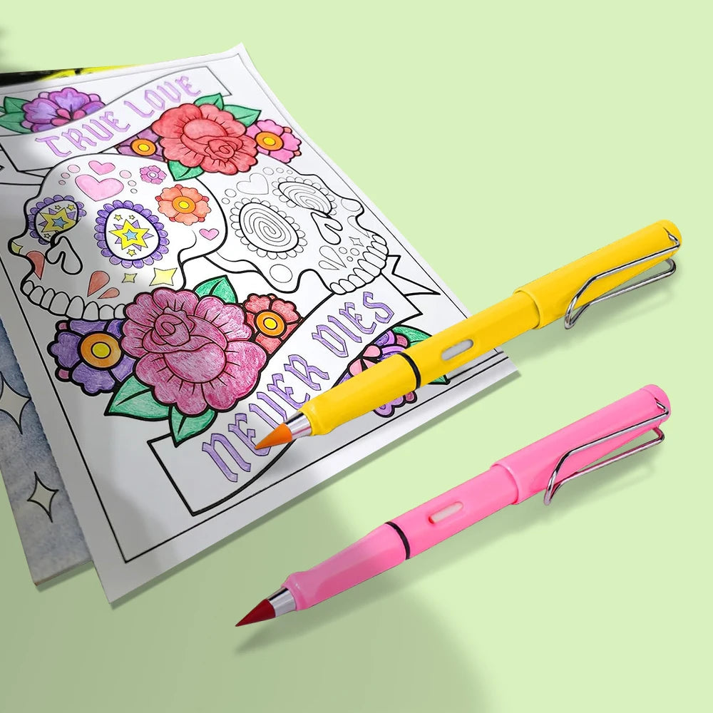 12pcs/set Color Eternal Pencil Can Be Wiped Magic Replace Head Eco Friendly Student Painting Kids