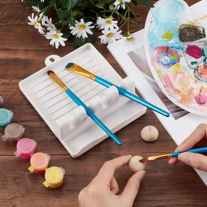 1Pc Paint Brush Rest Holder White Plastic 4 Slots Paintings Brushes Rests Drip Tray Pad