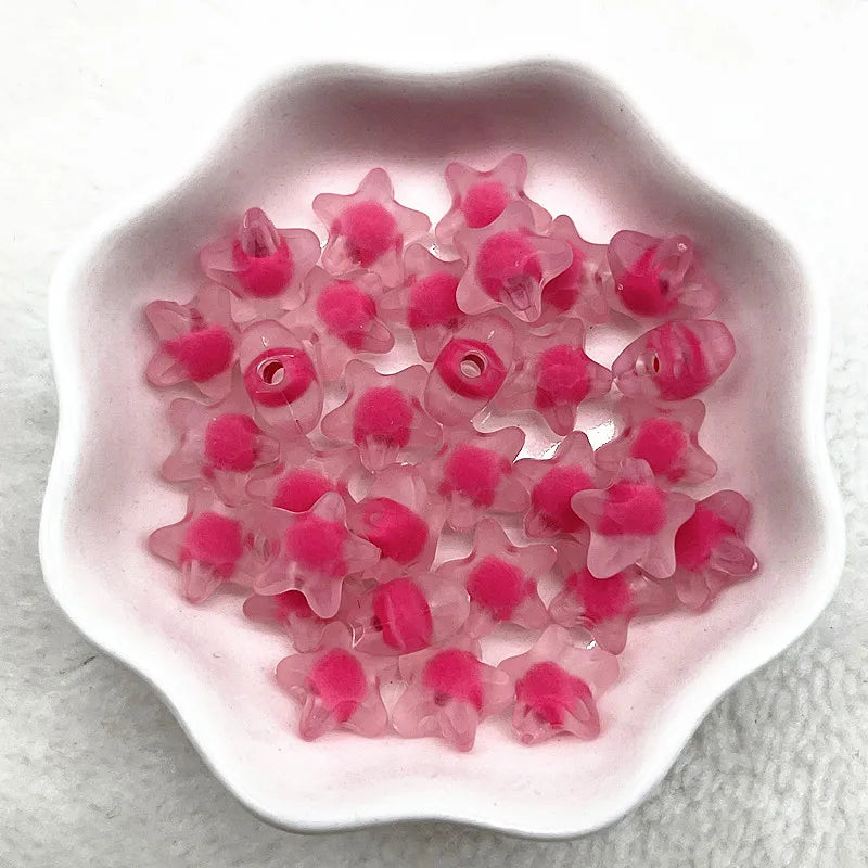 30pcs 12mm Matte Acrylic Five-pointed Star Loose Spacer Beads for Jewelry Making