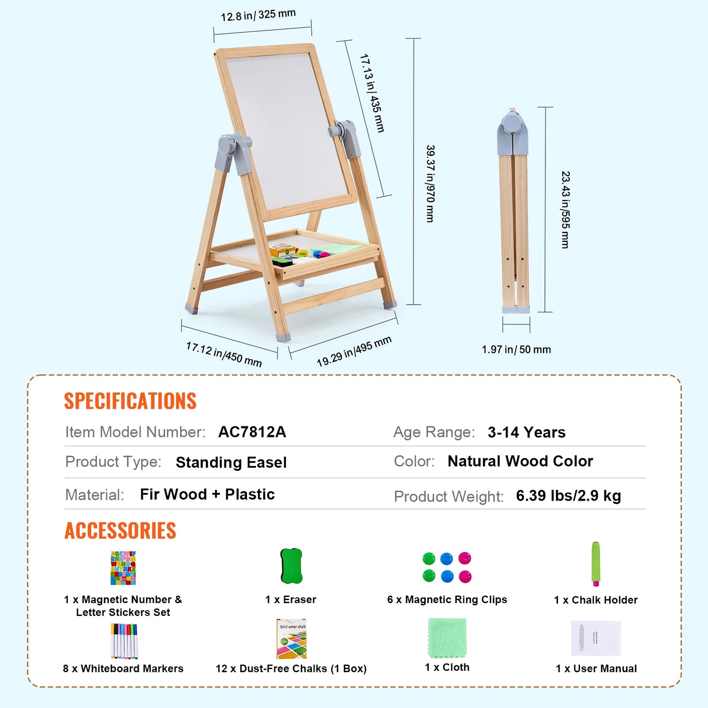 SucceBuy Standing Magnetic Drawing Board WordPad Art Easel with Painting Accessories