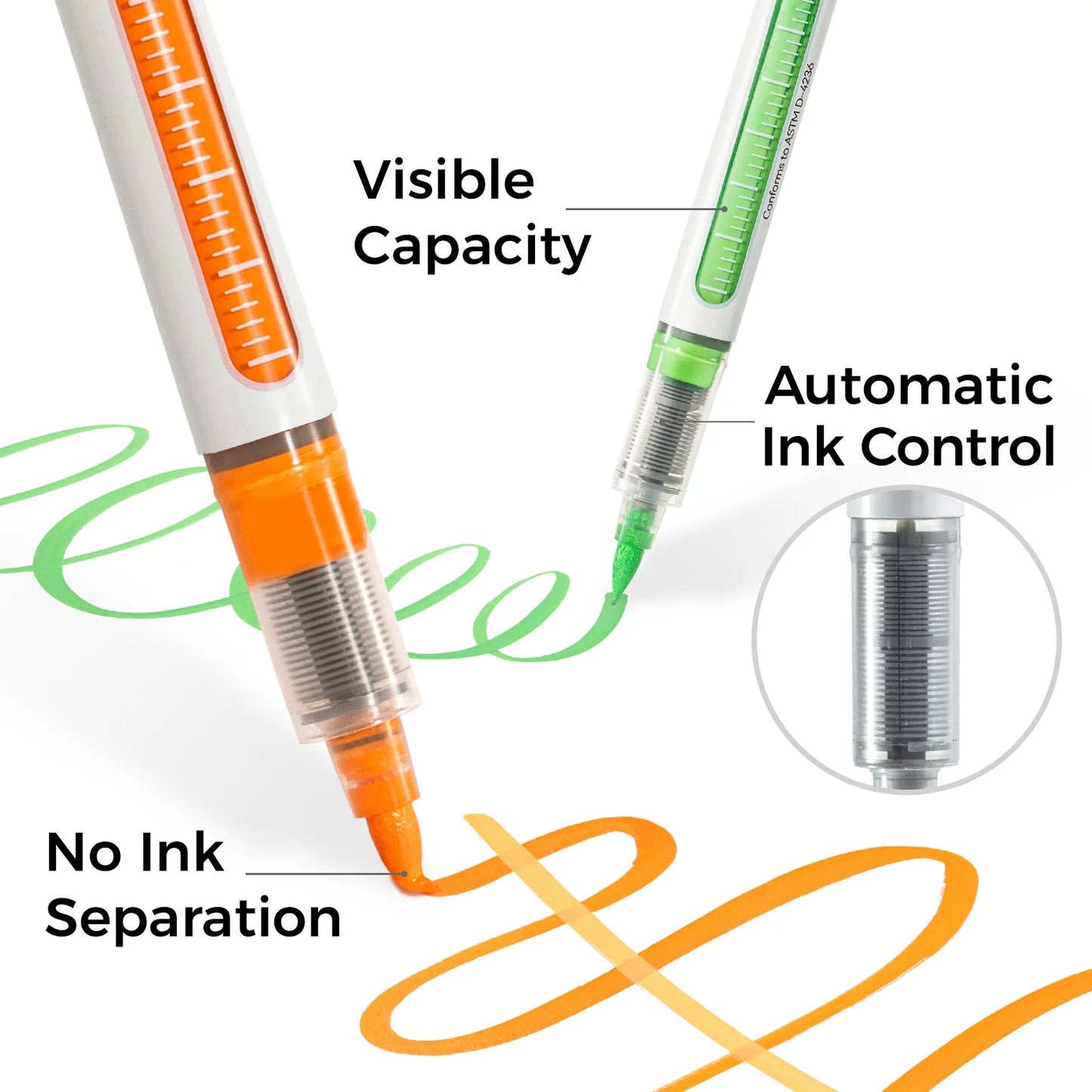 Ohuhu Direct-ink Acrylic Markers 24 Colors Acrylic Paint Markers Direct Liquid Flexible Brush Tip High Opacity