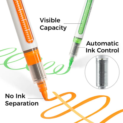 Ohuhu Direct-ink Acrylic Markers 24 Colors Acrylic Paint Markers Direct Liquid Flexible Brush Tip High Opacity