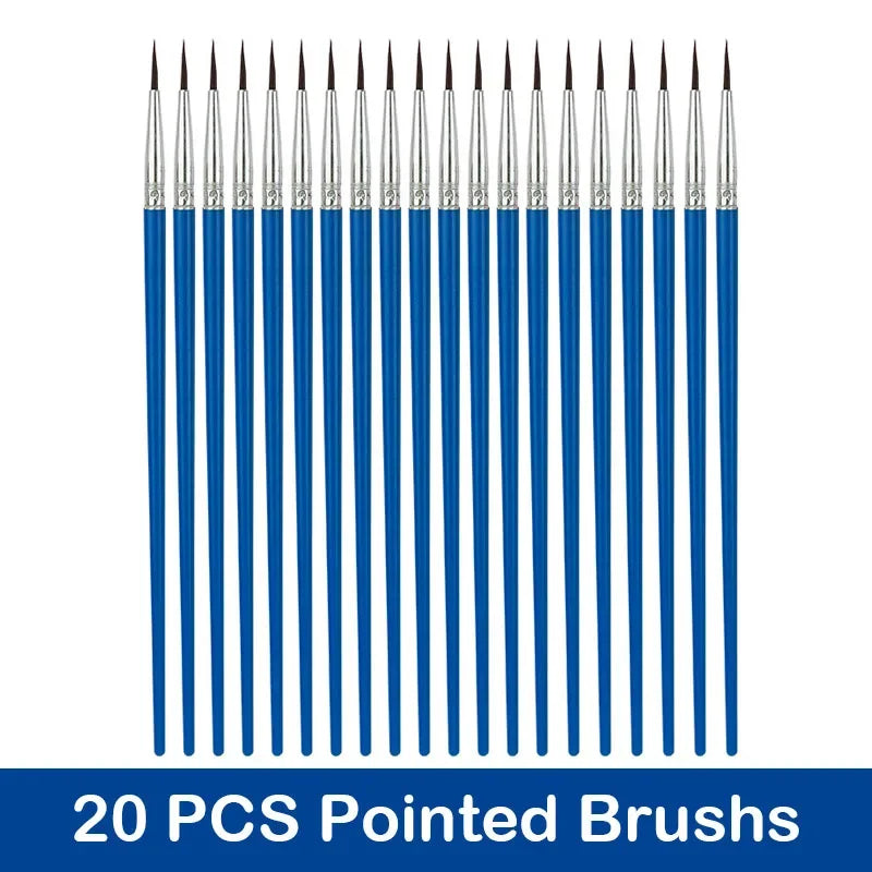 10/20/50Pcs Painting Brushes Set Art Round Flat Hair Nylon Hair