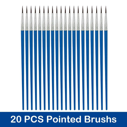 10/20/50Pcs Painting Brushes Set Art Round Flat Hair Nylon Hair