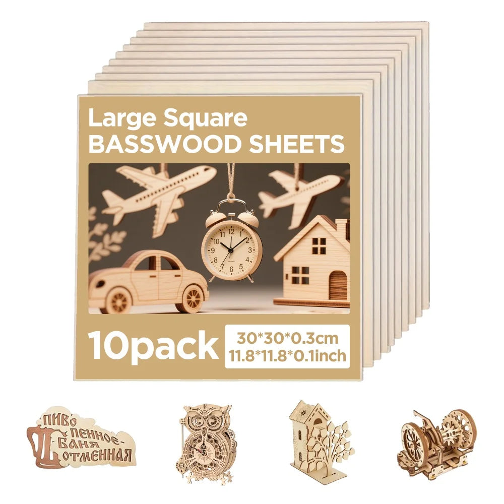 Basswood Sheets 3mm Thick Unfinished Wood Plywood for Laser Engraving and Co2 Laser Cutting