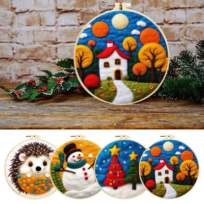 Felting Kits For Beginners Christmas Tree Snowman Hedgehog Handmade Kit Needle Felt Set
