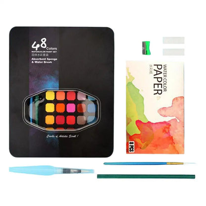 Paint Set 48 Colors Watercolor Paints Set Sketching Palette Travel Art Kit