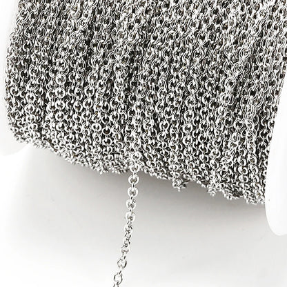 10Meters/roll Stainless Steel O Shape Link Cable Chains Round Cross Chain for Bracelet Necklace Jewelry Making DIY Silver Color