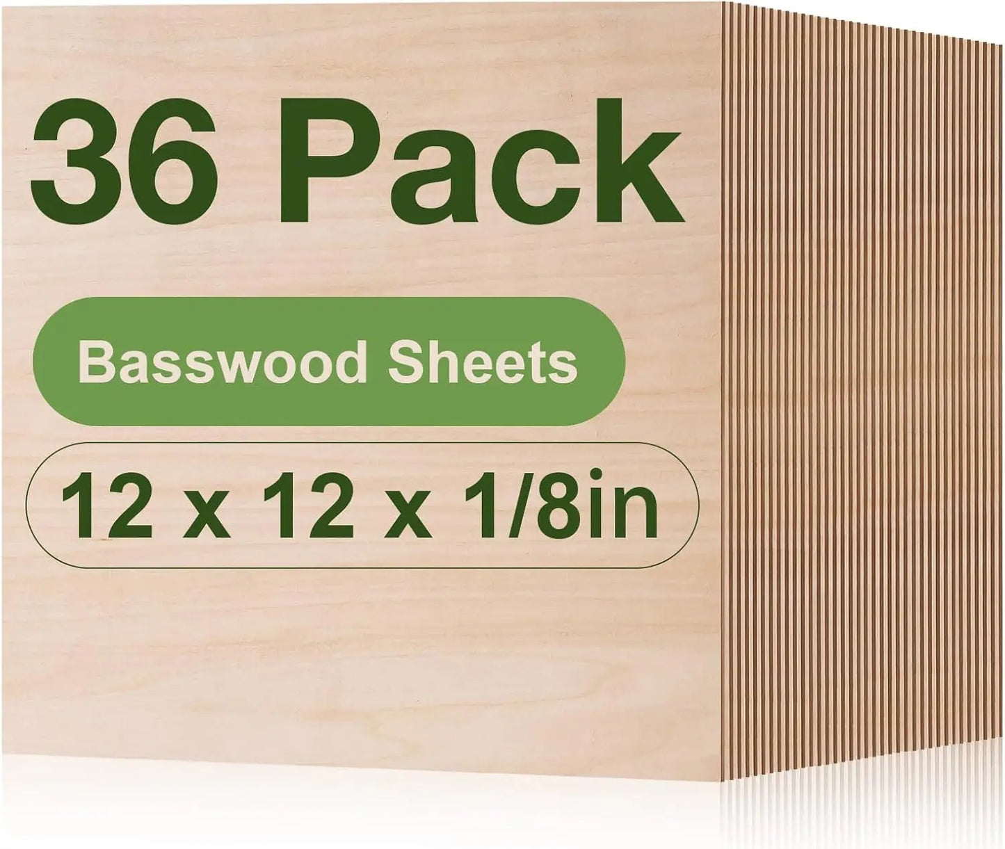 Robotime 12-Pack 3mm Basswood 12 x 12 x 1/8 Inch Craft Wood A/A Grade Sheets Plywood for Laser Cutting