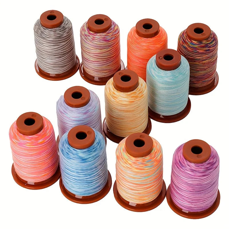 Rainbow Variegated Polyester Sewing Machine Thread Multi-Purpose 5000Y Each Spool 24 pcs