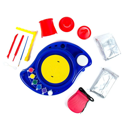 Motorized Pottery Wheel Kit Kids with Adjustable Tool Arm Foot Pedal and Clay Tools