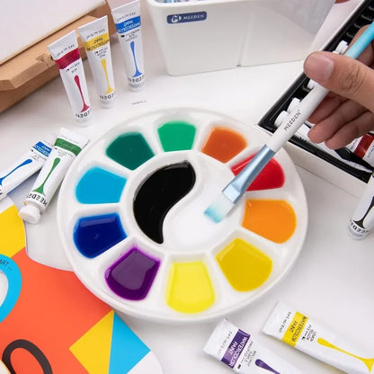 12 well round porcelain palette gouache, 7 inches